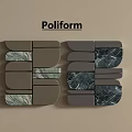 Modern Geometric Wall Decor With Gray Panels And Marble Pattern Design Elements 3d model