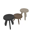 Three Stylish Modern Black White And Natural Wood Stools With Minimalist Design
