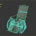 Vintage Style Wheelchair With Wooden Frame Woven Rattan Backrest And Large Wheels