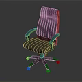 Gray Striped Upholstered Office Chair with Ergonomic Armrests Swivel Base and Wheels
