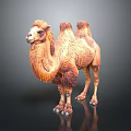 Realistic Brown Two Humped Camel Figure Standing On Black Reflective Background