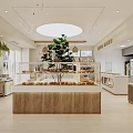 Cozy Dessert Shop Interior With Wooden Counter Glass Display Cases And Fresh Baked Pastries