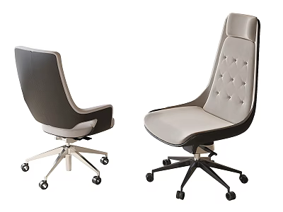 Modern Office Chair with Leather Upholstery Tufted Back and Swivel Wheel Base 3d model