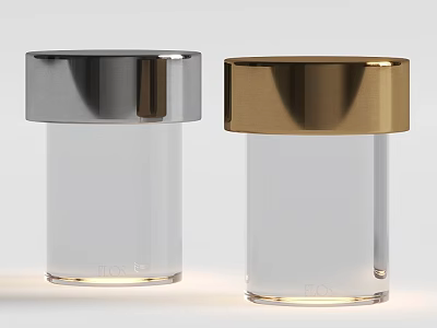 Modern Transparent Glass Desk Lamps with Silver and Gold Metallic Tops and Sleek Design 3d model