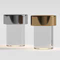 Modern Transparent Glass Desk Lamps with Silver and Gold Metallic Tops and Sleek Design