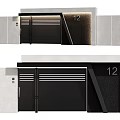 Stylish Black Entrance Door Featuring Parallel Lines And Number 12 For Building Entrance
