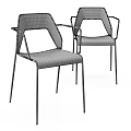 Pair of Modern Leisure Chair With Metal Frame Diamond Pattern And Armrests