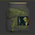 Fresh Homemade Crispy Pickles Stored in Glass Jar with Golden Lid