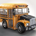 Vintage Yellow School Bus Exterior Design With Black Hood And School Bus Lettering