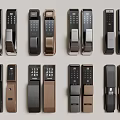 Smart Door Handles With Various Designs Fingerprint And Keypad For Home Security 3d model