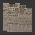 Architectural Stone Wall Structure With Corner Design And Brick Texture Top Railing