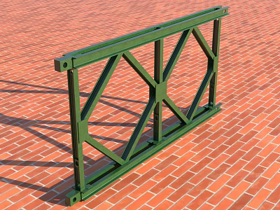 Green Metal Structural Truss Component With Cross Bracing And Frame Design 3d model