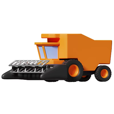 Orange Harvesting Function Vehicle Featuring Front Reaper Cab And Large Wheels 3d model