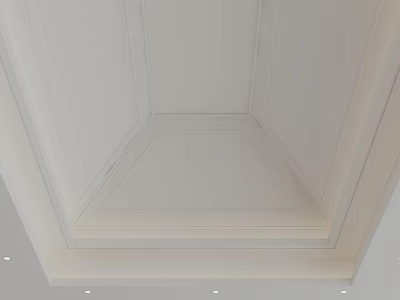 Modern Ceiling Design With Clean Lines Gypsum Moldings And Recessed Lighting 3d model