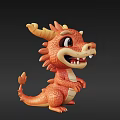 Cute Orange Cartoon Dragon Figure With Horns And Smiling Expression