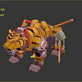 Mechanical Tiger Toy Model Featuring Orange Black Stripes And Decorative Mechanical Parts
