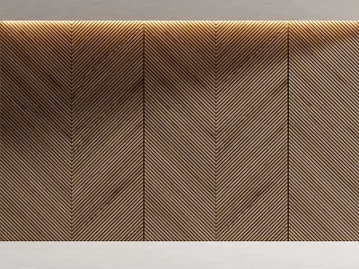 Elegant Wooden Wall Paneling With Herringbone Pattern And Top Lighting 3d model