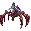 Fantasy Spider Hybrid Creature Humanoid Upper Body With Purple Red Legs Golden Ornate Details