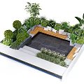 Courtyard Garden Design With Stone Tiled Floor Bench And Green Plants