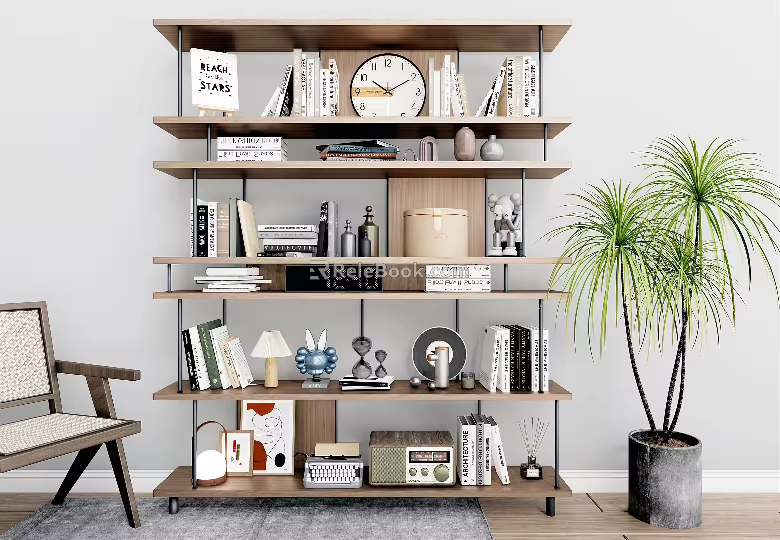Modern Bookshelf Iron Bookshelf Decorative Bookshelf Book Ornaments 3d model