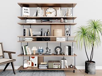 Modern Bookshelf Iron Bookshelf Decorative Bookshelf Book Ornaments 3d model