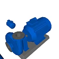 Blue Industrial Electric Motor Pumps Machinery Components Mounted On Concrete Bases