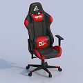 Black And Red Gaming Chair With Ergonomic Design And Swivel Base