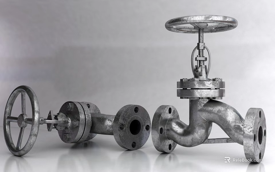Heavy Duty Industrial Steel Valves With Handwheels And Flange Connections 3d model 