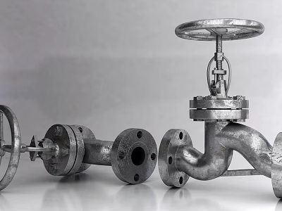 Heavy Duty Industrial Steel Valves With Handwheels And Flange Connections 3d model