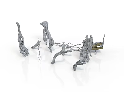 Natural Arbor Trunk Structures With Twisted Branches And Gray Textured Design 3d model
