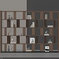 Modern Wooden Multi Compartment Bookcase with Books Decorative Items and Photo Frames