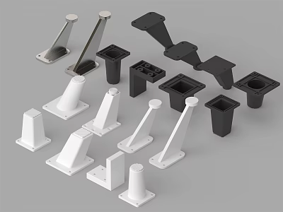 Various Column Support Brackets With Black White Designs And Different Shapes 3d model