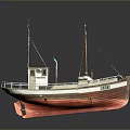 Vintage Model Fishing Boat Featuring Masts Cabin ELVA Name And Detailed Deck Design