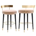Stylish Velvet Bar Stools With Beige Teal Blush Colors And Gold Black Metal Legs