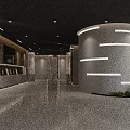 Modern Lobby Interior Design With Reception Desk Green Plants And Lighting