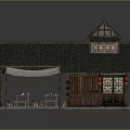 Traditional Chinese Architecture With Wooden Structure Tile Roof Eaves Red Lanterns And Outdoor Tables