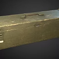Antique Metal Storage Trunk With Worn Finish Leather Handle And Metal Latches