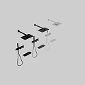 Modern Black Shower Faucet With Handheld And Rainfall Shower Head And Control Panel