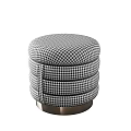 Modern Round Sofa Stool With Houndstooth Pattern And Metal Base 3d model