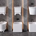 Bathroom White Washbasins With Various Contemporary Designs On Gray Wall