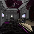 Luxurious KTV Room Interior Design With Comfortable Sofa LED Screens And Stylish Lighting