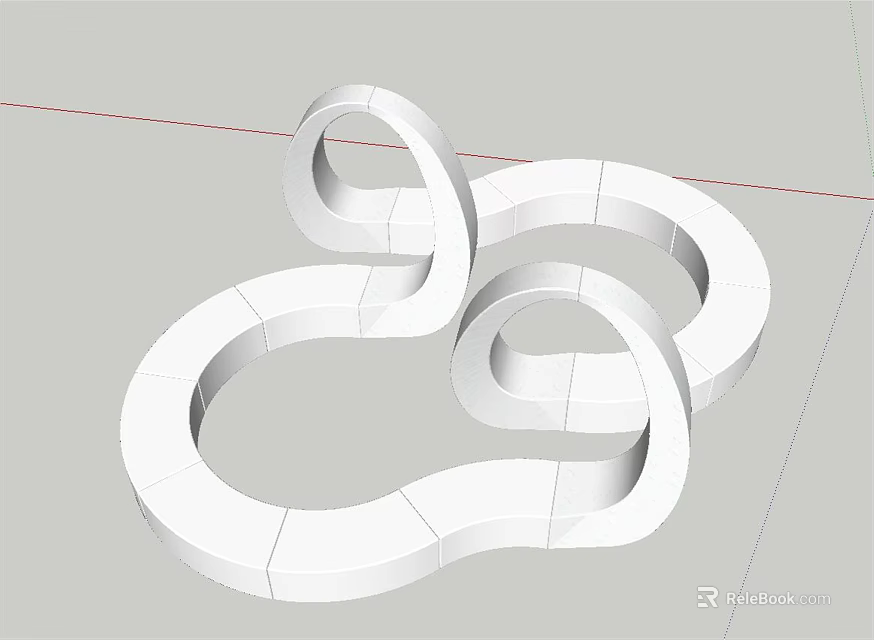 Modern Public Chair With White Curved Circular Abstract Modular Structure Design 3d model