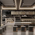 Modern Café Interior Design With Tables Chairs Windows Lighting And Decorative Plant