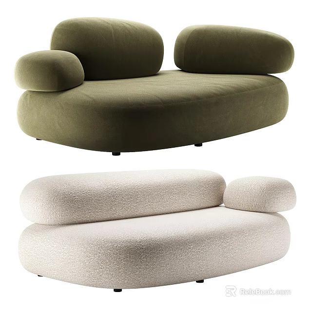 Modern Sectional Sofa With Curved Design Comfortable Seats Plush Fabric And Color Options 3d model 