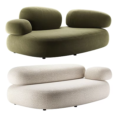 Modern Sectional Sofa With Curved Design Comfortable Seats Plush Fabric And Color Options 3d model