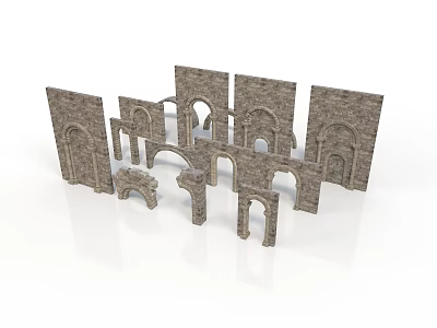 Ancient Stone Architectural Components With Multiple Arch Designs And Shapes 3d model