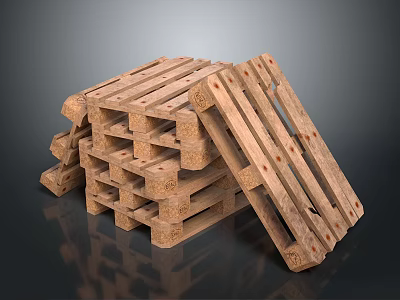 Stacked Industrial Wooden Pallets With Natural Wood Texture For Storage And Shipping 3d model