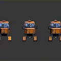 Three Orange Functional Vehicles With Tracked Chassis And Enclosed Cabs 3d model