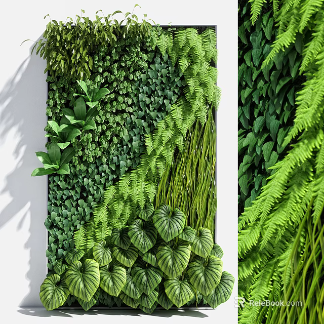 Living Green Wall Design With Diverse Lush Plants And Natural Foliage Arrangement 3d model 