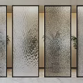 Modern Textured Glass Room Dividers With Black Frames For Interior Design
